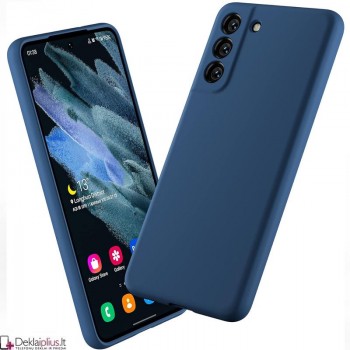 Liquid Air silikoninis mėlynas dėklas - su kameros apsauga (Samsung S21)